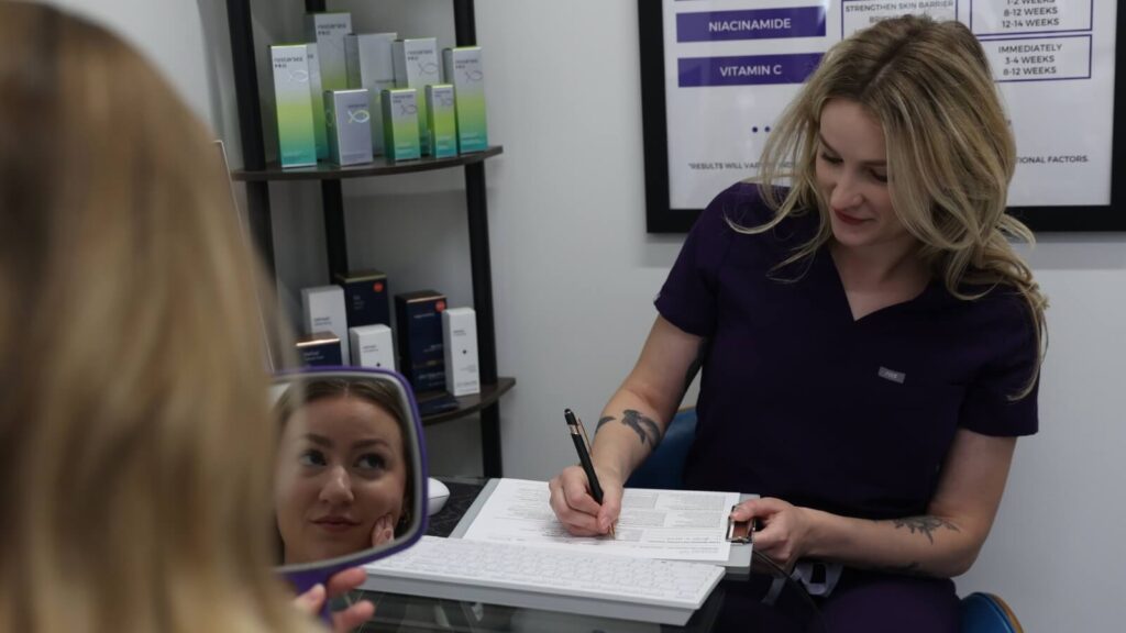 Person getting a skin consultation