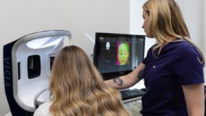 Person getting a skin consultation