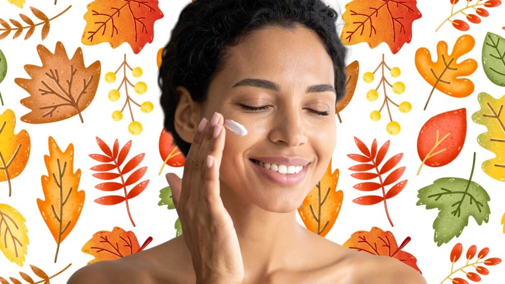 Person rubbing lotion on their face