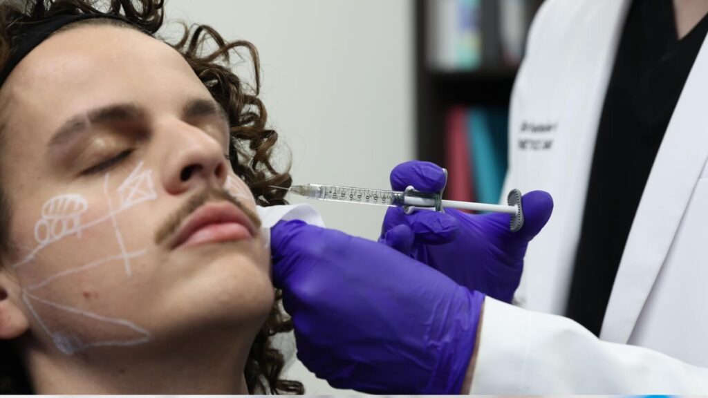 Person getting a Sculptra treatment closeup