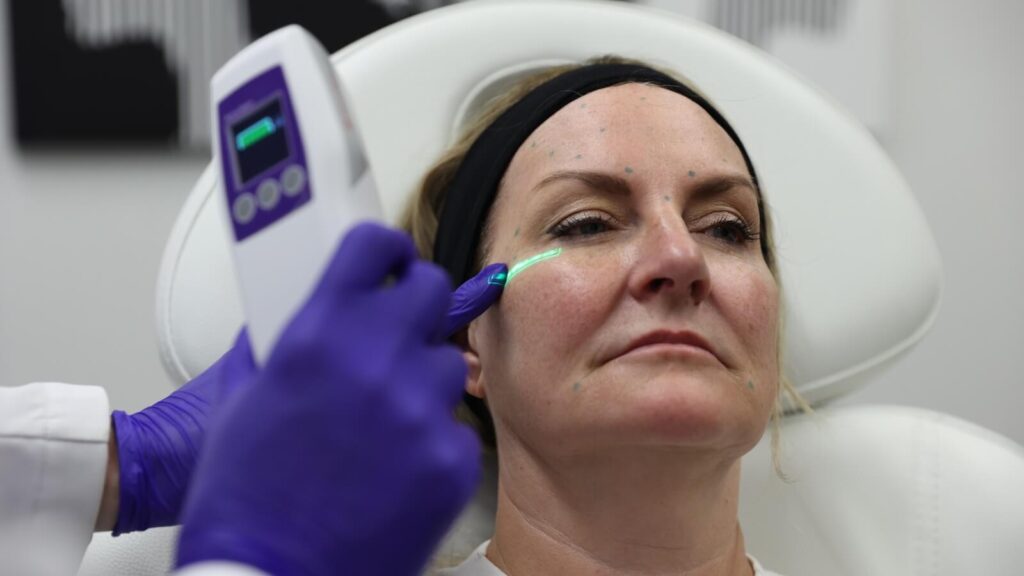 Person getting their face scanned