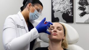 Person getting under-eye injections