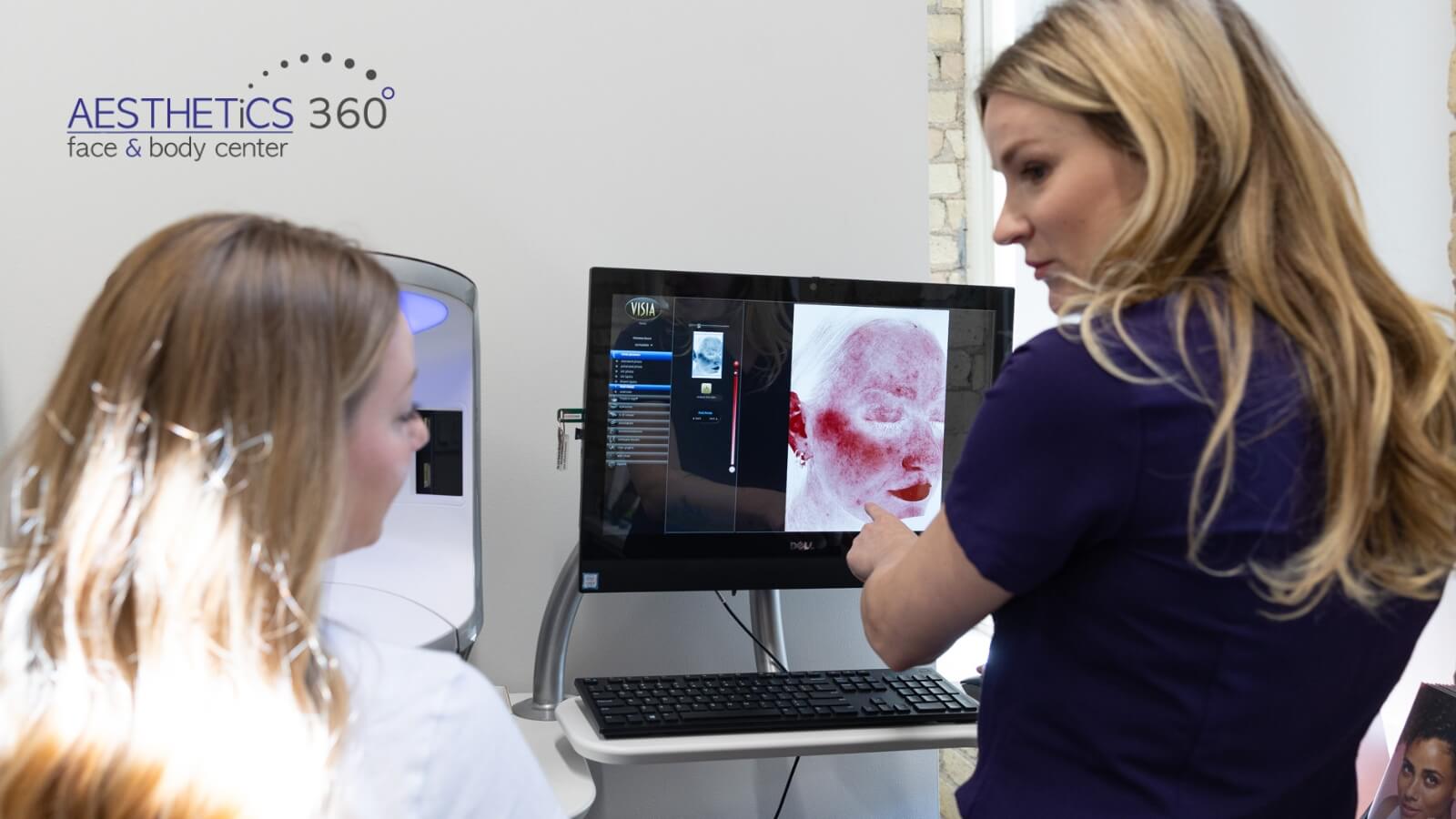 aesthetician with patient